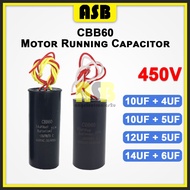 (10UF + 4UF / 10UF + 5UF / 12UF + 5UF / 14UF + 6UF) CBB60 Capacitor 450V (1pc)