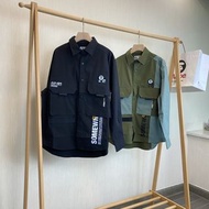 Aape 2023最新秋冬爆款 猿顏雙工裝口袋拼接撞色字母襯衫夾克