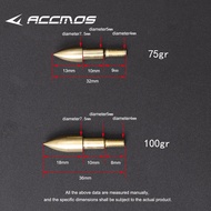 24PCs ID6.2mm 75/100grain Gold Screw Bullet Target Point Arrow Tips Replaceable Arrowhead Fishing Ac