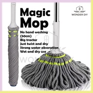 Premium Floor mop Magic twist mop Hand-Free Adjustable handle 3x absorb water squeeze easy mop lantai spin