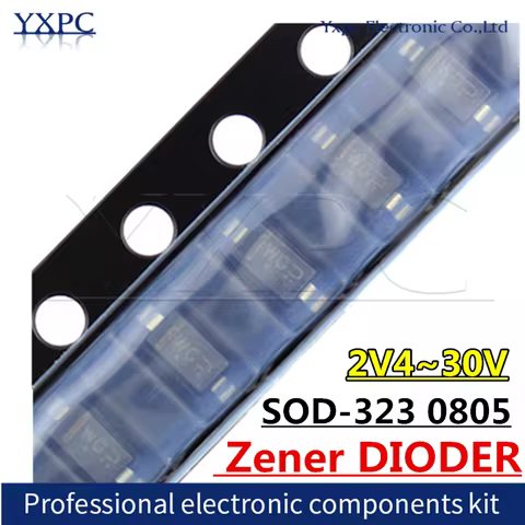 100pcs SOD-323 ZENER DIODE 2.4V~30V 2.7V 3V0 3.3V 3V6 3V9 4V3 4V7 5V1 5V6 6V2 6V8 7V5 8V2 9V1 10V 11