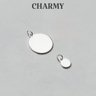 C9300 plain round pendant silver Charm with hook, 925 Sterling Silver - Charmy