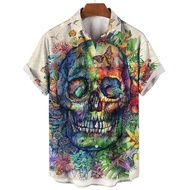 Men Gothic Skull Shirt Street Clothing Harajuku Style Clothing Top Gothic Short Sleeve Retro Gothic 