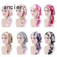 Elastic Turban Scarf Print Wrap Head Scarf Hats Muslim Turban Bonnet Women Inner Hijab Hat Chemo Cap
