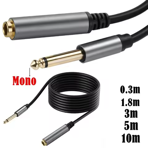 1/4 TS Mono Stereo 6.35mm Male to Female extension Cable Cord TS 6.35 Male Female Lengthen Extend Li