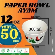 Paper Bowl Papper Cup Mangkok Mangkuk Ayam Jago Rice Bwol Kertas Mie Ayam Bakso Baso Indomie Rebus K