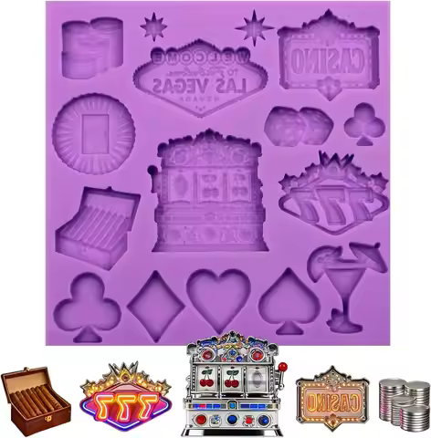 Casino Theme Silicone Molds Las Vegas Style Cake Decorating Molds Slot Machine Playing Cards Molds f