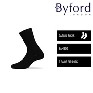 Byford Stoking | (3 Pcs) Byford Mens Bamboo Spandex Crew Length Casual Socks Assorted Colors-BSF1055