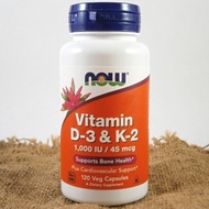 Now Foods, Vitamin D-3 &amp; K-2, Vitamin D3 K2, 120 Veg Capsules