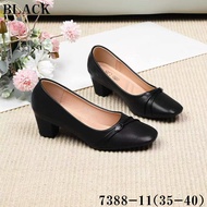 G7388-11 2 inch Black Shoes for Women Leather Materials Elegant Design Comfortable & Stylish