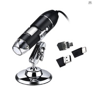3 In 1 USB & MICRO USB &Type-C Digital Microscope 1600X Magnification Camera 8 LEDs with Stand Compa