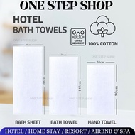 White Towels HOTEL Towel | Face Hand Gym Bath Towel 70x140cm 400g 500g 600g | Hotel Airbnb Cotton To