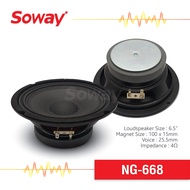 Soway NG-668 ลำโพง เสียงกลาง (หน้าเครฟล่า)  6.5นิ้ว แม่เหล็ก 100x15mm Voice : 25.5 , 4Ω Midrange speaker ลำโพงรถยนต์ 1คู่ เครื่องเสียงติดรถยนต์