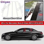 6Pcs/Set Glossy Chrome Car Exterior Door Window B C Pillar Post Cover Trim PC Material Mirror Effect