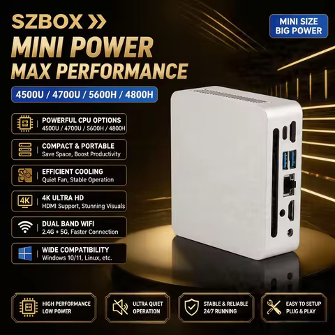 SZBOX Mini PC AMD Ryzen 5 4500U Ryzen 7 4700U 4800H 5600H DDR4 3200MHz NVMe SSD Windows 11 Pro WiFi 
