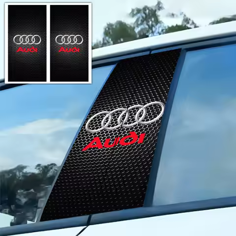 2PCS Car Central Column Emblem Stickers B-Pillar Decals For Audi Sline QUATTRO A1 A2 A3 A4 A5 RS A6 