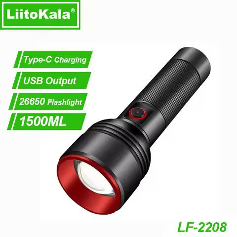 LiitoKala LF-2208 26650 Flashlight High Capacity Powerful LED Torch for Camping Hiking Emergency Use