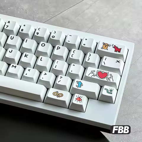 FBB Keycaps Doodle White Black MX Switches For Mechanical Keyboard Keycap Cherry Profile DIY Kit 60%