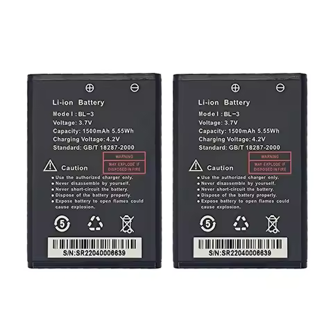 2pcs Baofeng UV-3R Walkie Talkie Battery 1500mAh for BF-UV3R Two Way Radio Accessories UV 3R Radio E