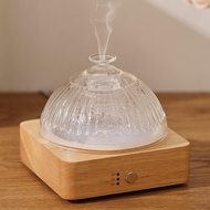 Glass Essential Oil Diffuser with Glass Reservoir & Wood Base, 200ml Ultrasonic Lock Color Timer Aut