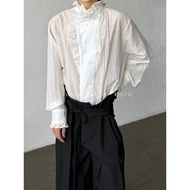 [Free Shipping Ready Stock] 14GSL French Retro Court Style Fungus Lace Collar Shirt High-End Unisex 