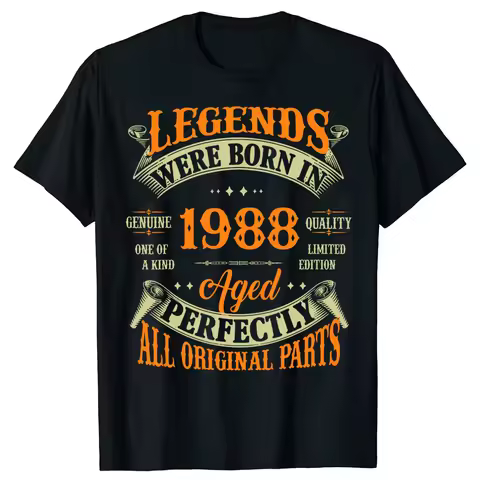 38 Years Old Legends Born In 1988 38th T Shirts Men Women Cotton Humor Streetwear Tee Shirt Short Sl