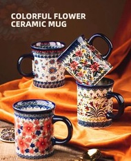 （需預訂）波蘭彩陶瓷造型馬克杯 400ml Original Flowers Coffee Mug Kawaii Beautiful Milk Tea Muesli Porcelain Breakfa
