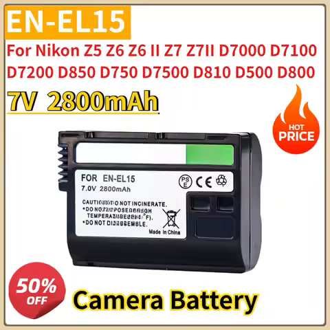 New 7V 2800mAh EN-EL15C EN-EL15 Replacement Battery for Nikon Z5 Z6 Z6 II Z7 Z7II D7000 D7100 D7200 