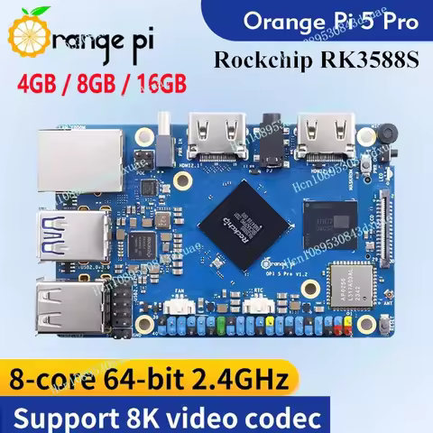 Orange Pi 5 Pro 4GB 8GB 16GB Ram Single Board RK3588S LPDDR5 Wifi5.0-BT5 Board M2.0 Support SSD Oran