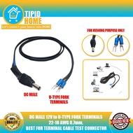 TIPID HOME DC MALE 12V to U-TYPE FORK TERMINALS 22-16 AWG 0.7mm, BEST FOR TERMINAL CABLE TEST CONNEC