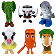 6pcs Shanhai Classic Hand-Made Doll Ornaments All-through Wooden Stick Man Wearing Shoes Shark Cow E