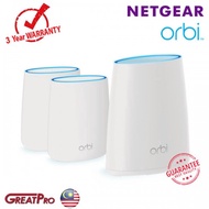 NETGEAR AC2200 1 ORBI ROUTER & 2 ORBI SATELLITE TRI-BAND WIFI SYSTEM (RBK43)