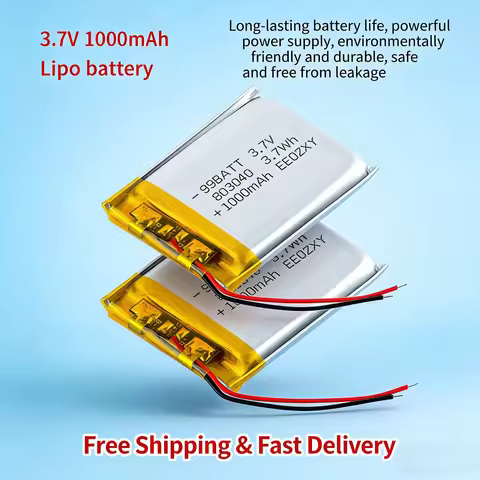 803040 3.7V 1000mAh Li-Polymer Rechargeable Battery for Bluetooth Speaker PS4 Controller Tire Pressu