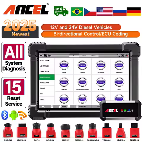 ANCEL X7 HD Heavy Duty Truck Diagnostic Tool TPMS D-P-F Regen ABS SAS ECU Oil Reset Full System OBD2