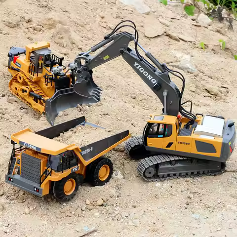 Kids 2.4g Remote Control Excavator Bulldozer Dump Truck Rc Car Toys Electric Engineering High-Tech V