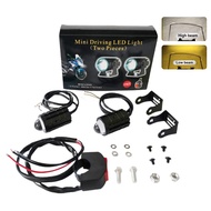 Motorcycle Mini Driving Lights 2 PCS High Low Yellow/White LED Headlight with Domino 3 Way Switch