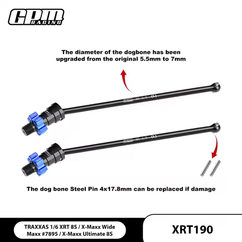 GPM Carbon Steel F/R Driveshaft & 7075 Alloy Hex For TRAXXAS XRT #7895 WideMaxx