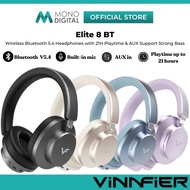 VINNFIER ELITE 8 BT WIRELESS HEADPHONES BLUETOOTH 54 40MM BASS AUX MODE BUILT IN MIC UP TO 21H PLAYT
