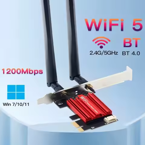 AC1200 WiFi 5 PCIE WiFi Adapter Wireless Network Card Bluetooth 4.0 Dual Band 2.4G/5GHz 802.11AC For