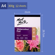 Bảng Màu Nước Mont Marte A3/A4/A5 180G/300GSM Giấy Màu Nước Bảng Phác Thảo Tranh Vẽ Bằng Bột Màu Acu