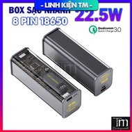 Box Sạc Dự Phòng Trong Suốt Sạc Nhanh 22.5W 8 Cell 18650 (không pin)