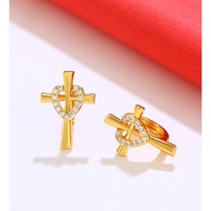 Gold 916 earrings/916 GOLD HOOP EARINGS Heart-shaped Cross Earrings 916