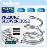 ISANO Pressure Shower Hose Rubber Flexible PVC Shower Hose Silver For Bathroom Shower Head 1/2" (1.2