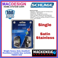 SCHLAGE DEADBOLT TD60V 630 SINGLE SATIN STAINLESS MACDESIGN HOME (OFFICIAL SELLER)