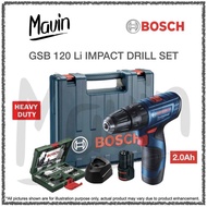 【New 2 x 2.0Ah Li Battery】BOSCH GSB 120 LI 12V Cordless Drill + 41 Piece Combination Set