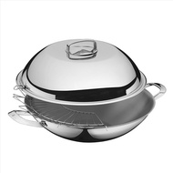 Wmf Chinese Wok Steamer 5-Ply Size 40cm Multi-Purpose High Quality Seamless Bottom Cromargan Material