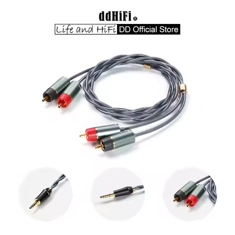 DD ddHiFi RC30A RC30B RC40A Shielded Silver RCA Cables for Desktop Systems, 3.5 / 4.4mm / RCA to RCA