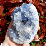1 pc/Gezen huishouden คริสตัลธรรมชาติควอตซ์ Blue Calcite Cluster Geode ตัวอย่าง FreeForm หิน Reiki A