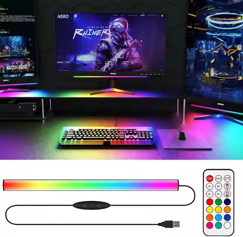 Under Monitor Light Bar RGB Dreamcolor Ambient Neon Sign with Remote Controller for Game Room Decora