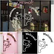 MESHOPMY Welcome Wall Stickers, Black White Milk Tea Shop Door Decals, High Quality Dessert Shop Sho